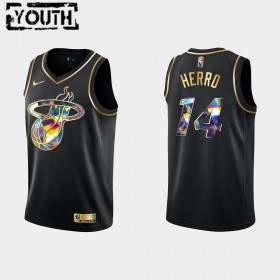 Dres Miami Heat Tyler Herro 14 Nike 2021-22 Crno Golden Edition 75th Anniversary Diamond Swingman - Dječji